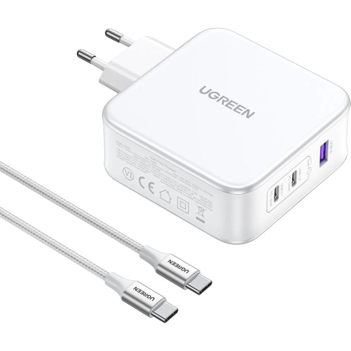 Kućni punjač UGREEN Nexode, 140W, 3-Port PD GaN Fast Charger EU, bijeli-11