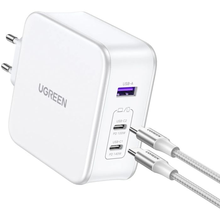 Kućni punjač UGREEN Nexode, 140W, 3-Port PD GaN Fast Charger EU, bijeli-14