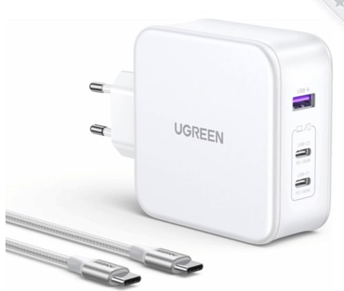 Kućni punjač UGREEN Nexode, 140W, 3-Port PD GaN Fast Charger EU, bijeli-7