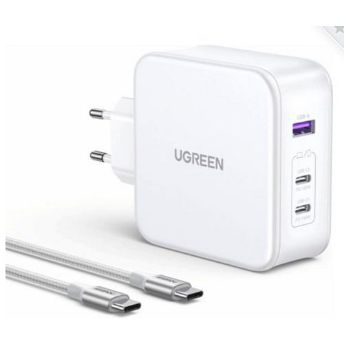 Kućni punjač UGREEN Nexode, 140W, 3-Port PD GaN Fast Charger EU, bijeli-2