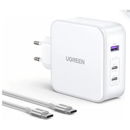 Kućni punjač UGREEN Nexode, 140W, 3-Port PD GaN Fast Charger EU, bijeli-5