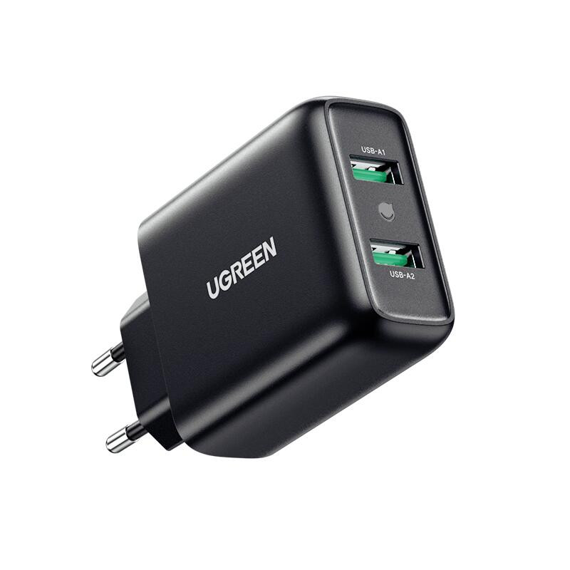 Kućni punjač UGREEN, 36W, Dual USB-A QC 3.0, crni-16