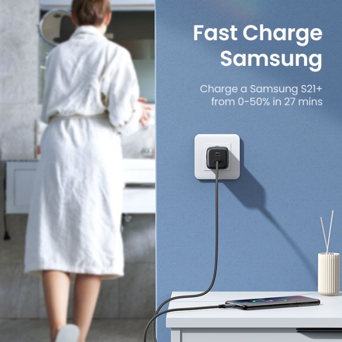 Kućni punjač UGREEN, Nexode Mini, 45W (25W+20W), 2x USB-C-20
