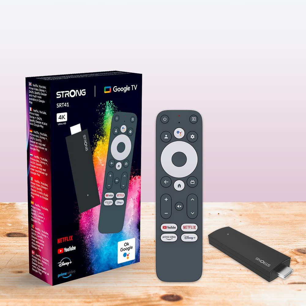 Media Player STRONG SRT 41, Google TV stick 4K, Android 11, Quad Core Cortex-A53 1.8 GHz, 2GB, 8GB, 4K UHD, Wi-Fi, Bluetooth 5-8