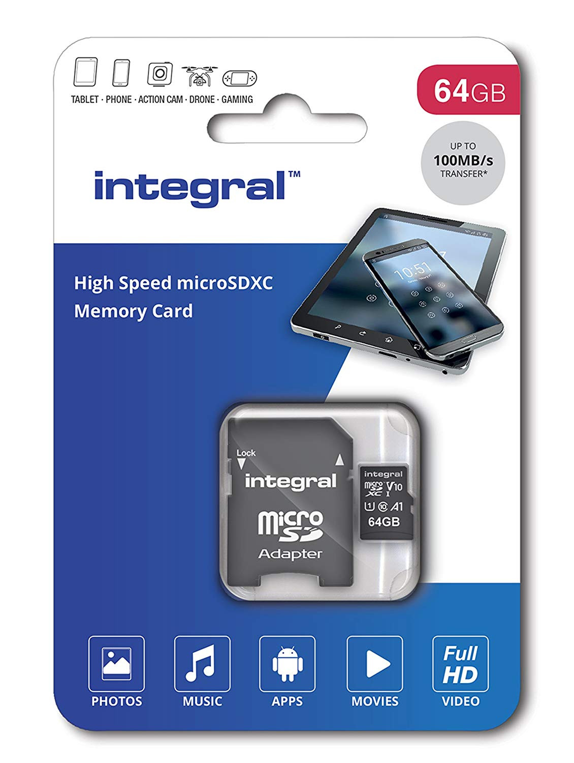 Memorijska kartica INTEGRAL UltimaPro, micro SD, 64GB, INMSDX64G-100V10, V10 UHS-I U1-13