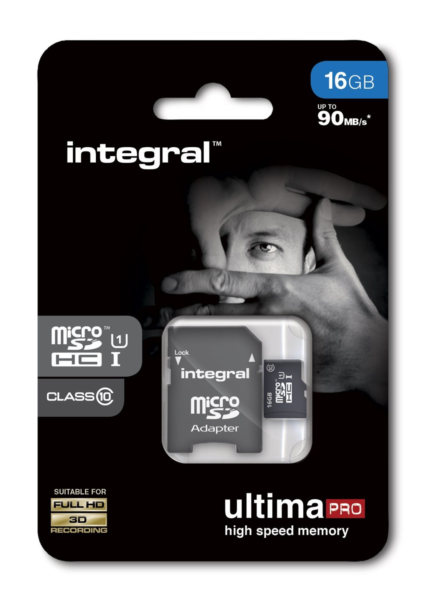 Memorijska kartica INTEGRAL MicroSDHC 16GB class10 90MB/s + SD adapter