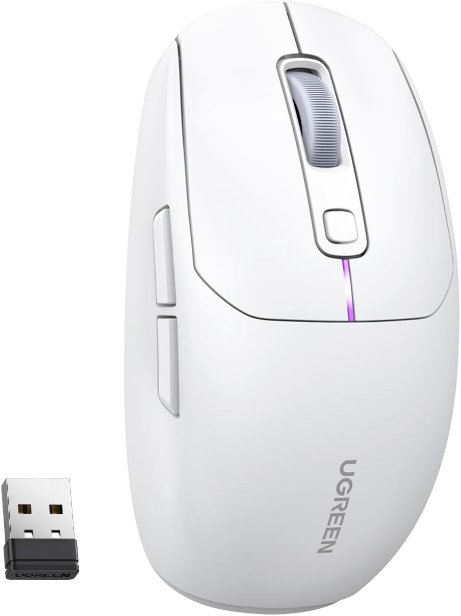 Miš UGREEN gaming, bežični, bluetooth, USB, bijeli-5