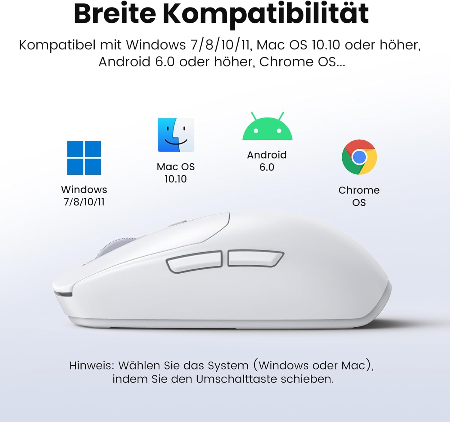 Miš UGREEN gaming, bežični, bluetooth, USB, bijeli-14