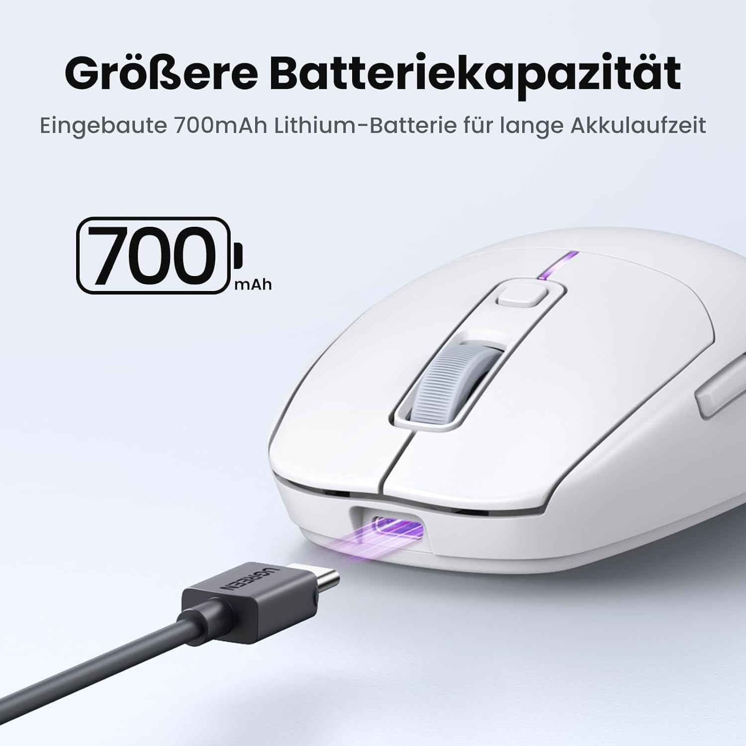 Miš UGREEN gaming, bežični, bluetooth, USB, bijeli-16