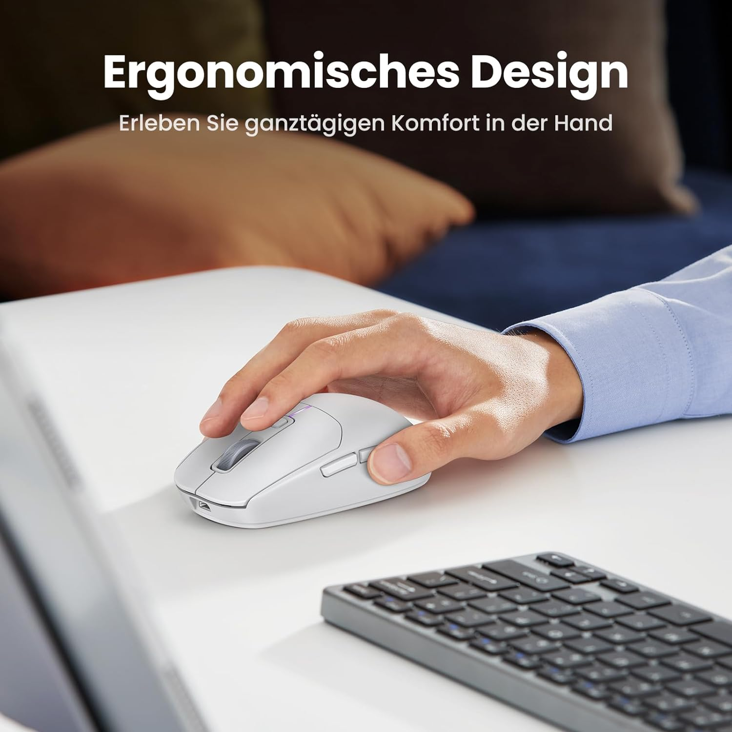 Miš UGREEN gaming, bežični, bluetooth, USB, bijeli-13