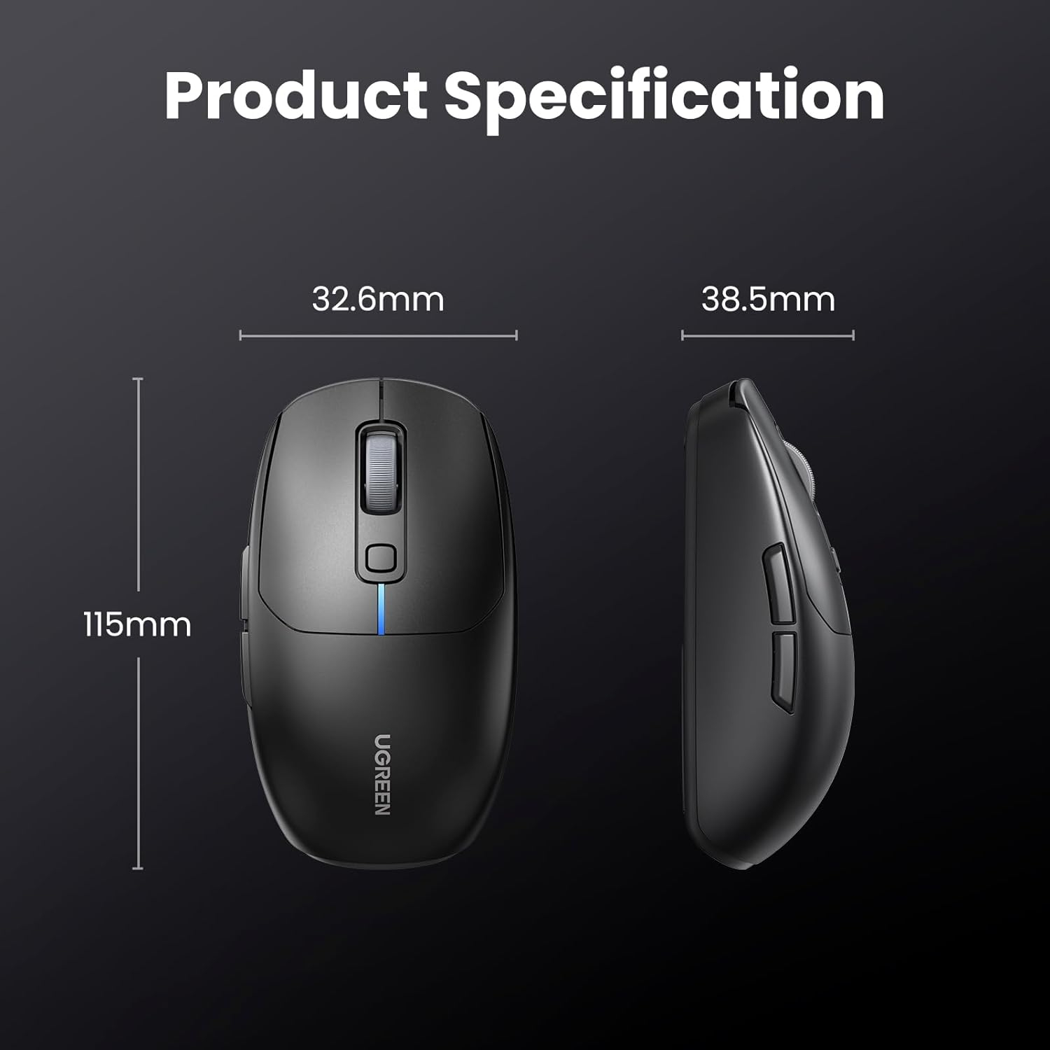 Miš UGREEN gaming, bežični, bluetooth, USB, crni-12