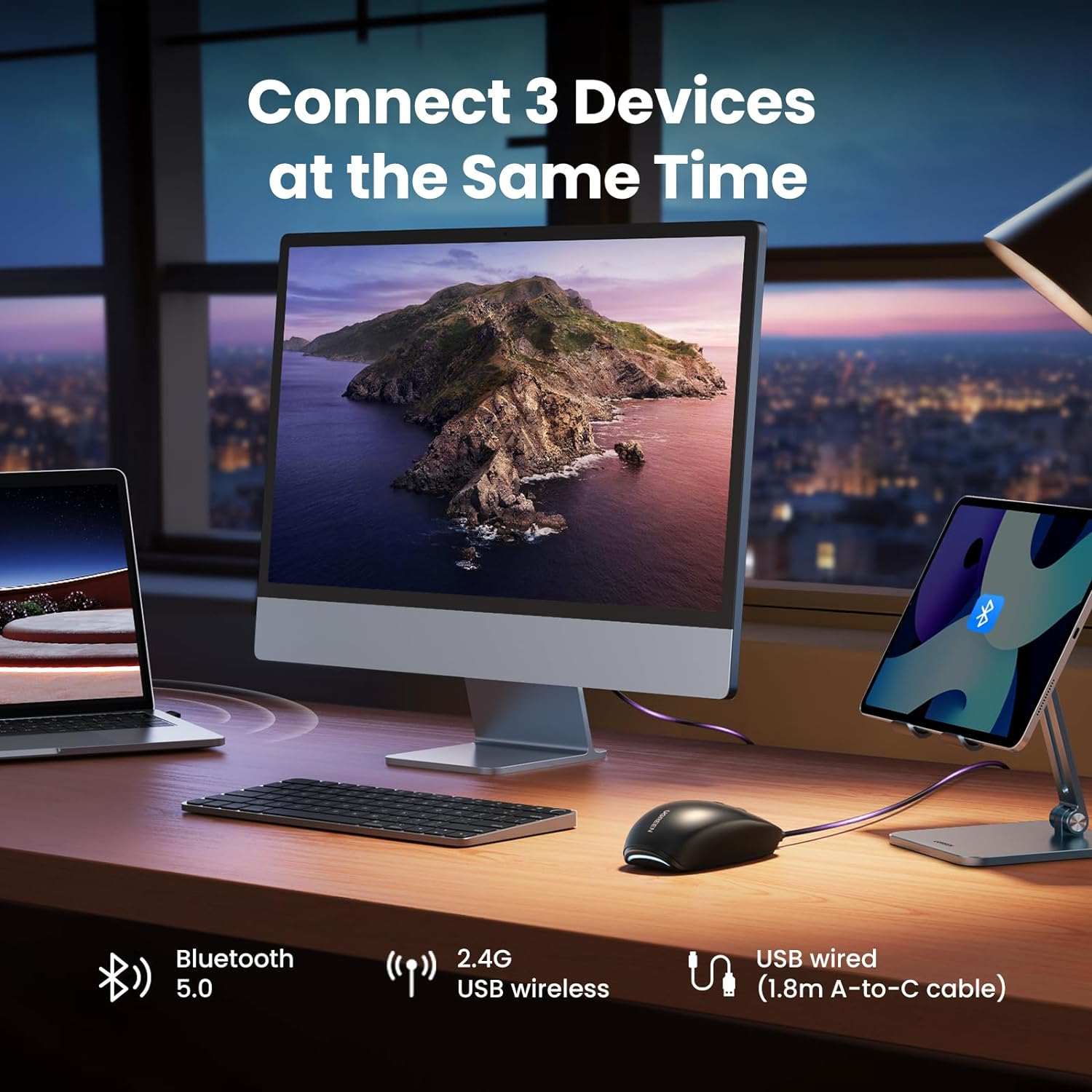 Miš UGREEN gaming, bežični, bluetooth, USB, crni-10
