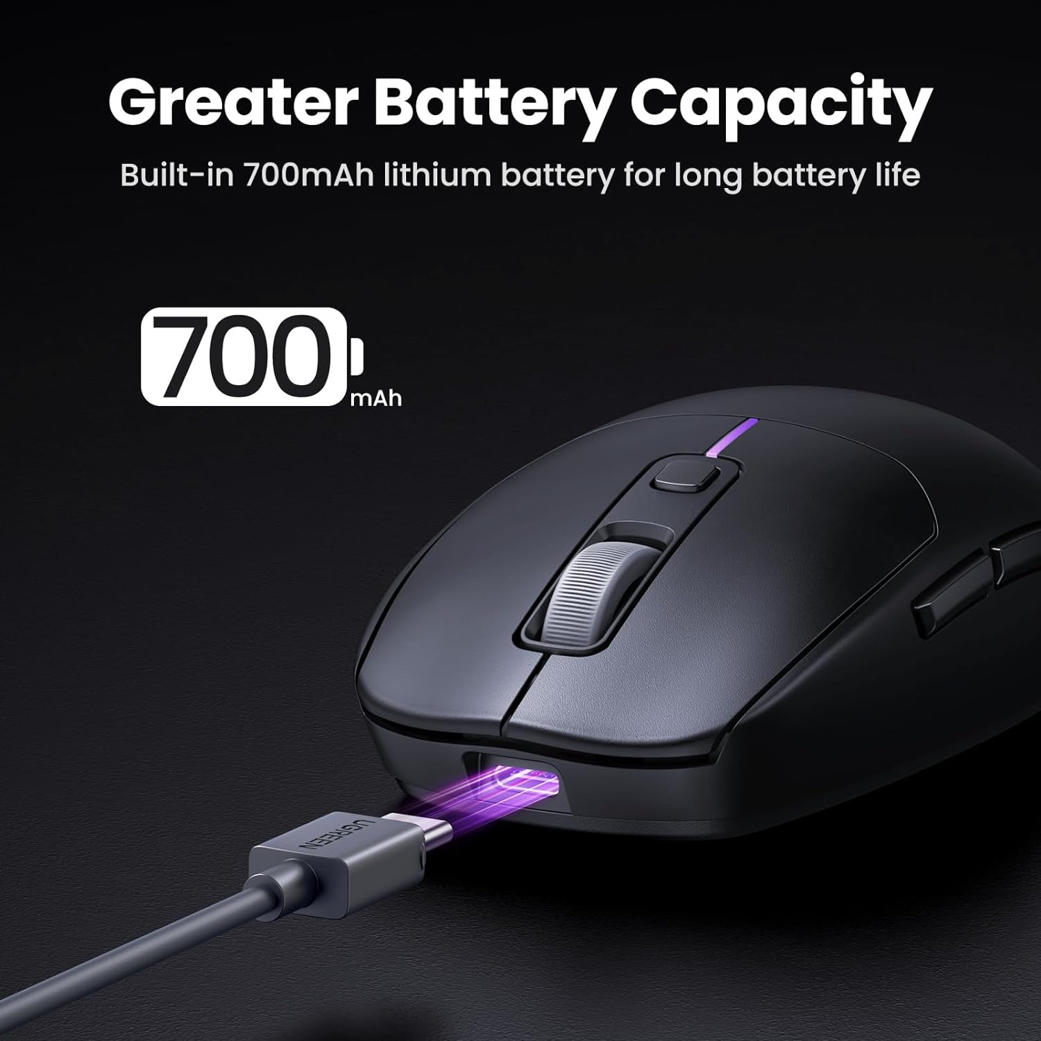 Miš UGREEN gaming, bežični, bluetooth, USB, crni-8