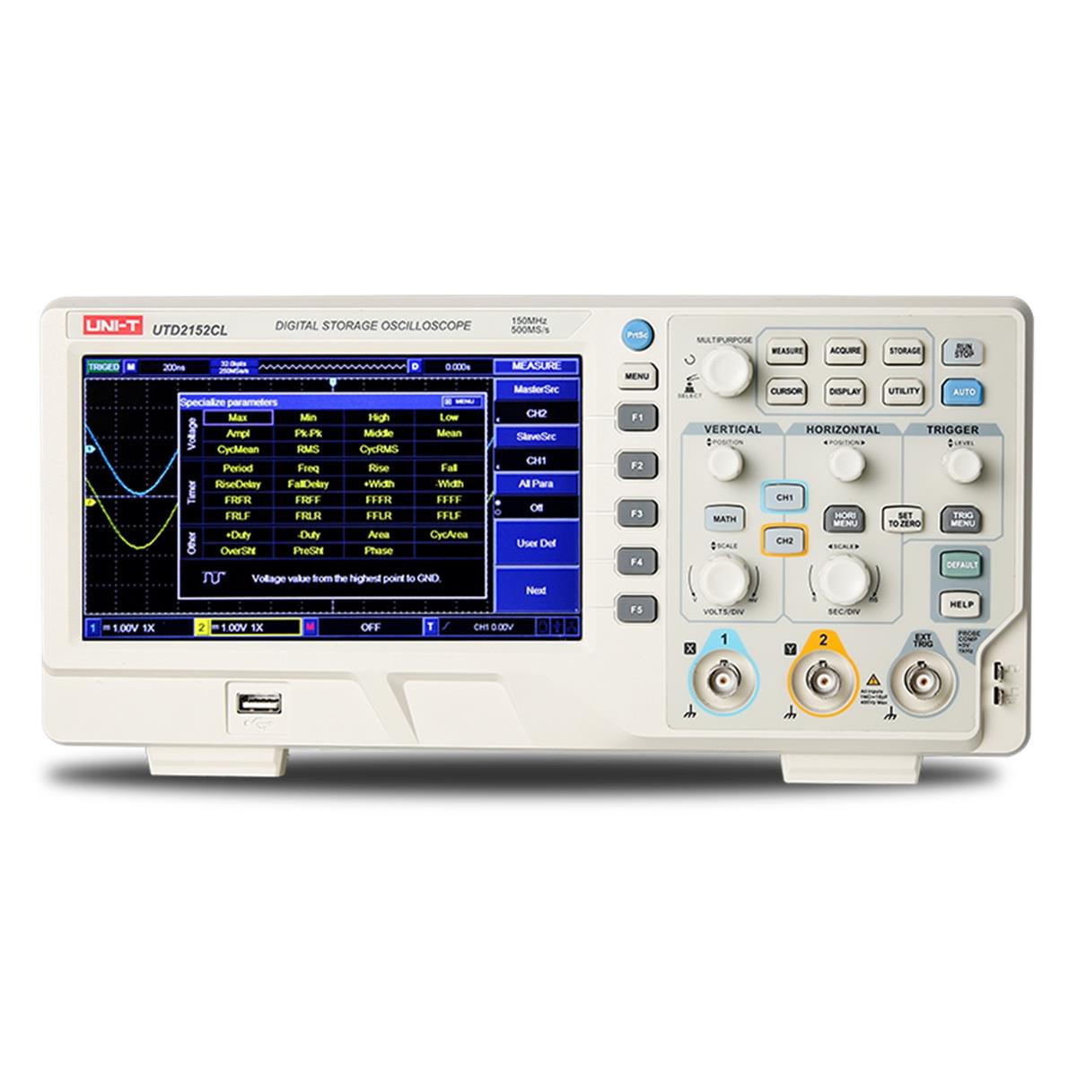 Osciloskop 2x150 MHz, 500MSa/s UTD2152CL digital color, Uni-trend-5