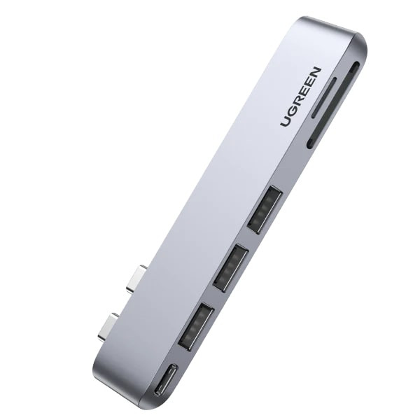 USB HUB UGREEN, Dual USB-C na 3xUSB3.0, TF/SD, USB-C (Ž), za MacBook Pro/Air, sivi-11