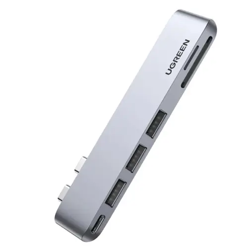 USB HUB UGREEN, Dual USB-C na 3xUSB3.0, TF/SD, USB-C (Ž), za MacBook Pro/Air, sivi-0
