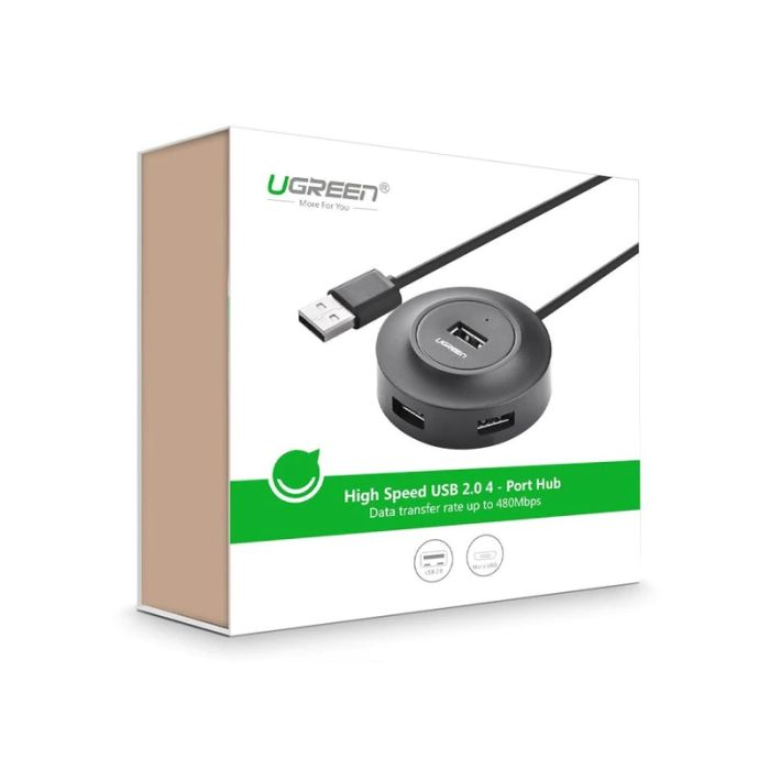 USB HUB UGREEN, USB 2.0 A, 4-portni, crni, 1m-14