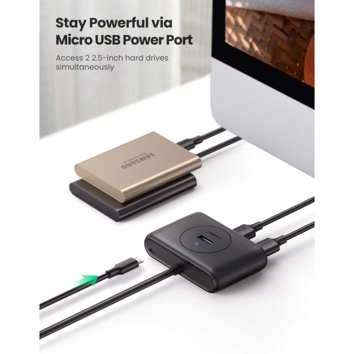 USB HUB UGREEN, USB 3.0 A, 4-portni, crni, 1m-15