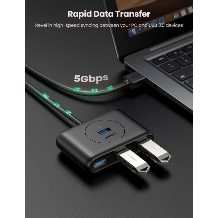 USB HUB UGREEN, USB 3.0 A, 4-portni, crni, 1m-16