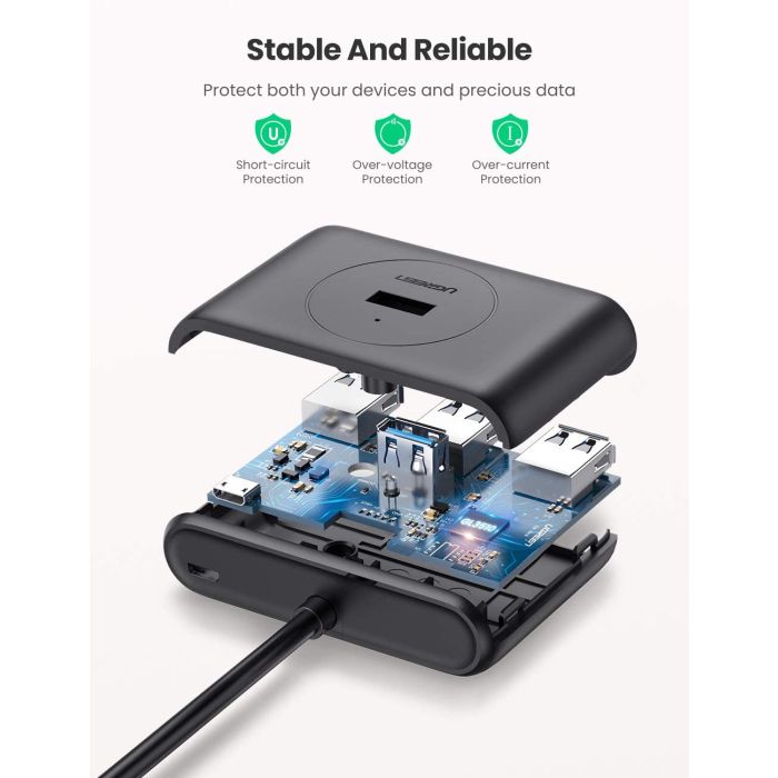 USB HUB UGREEN, USB 3.0 A, 4-portni, crni, 1m-14