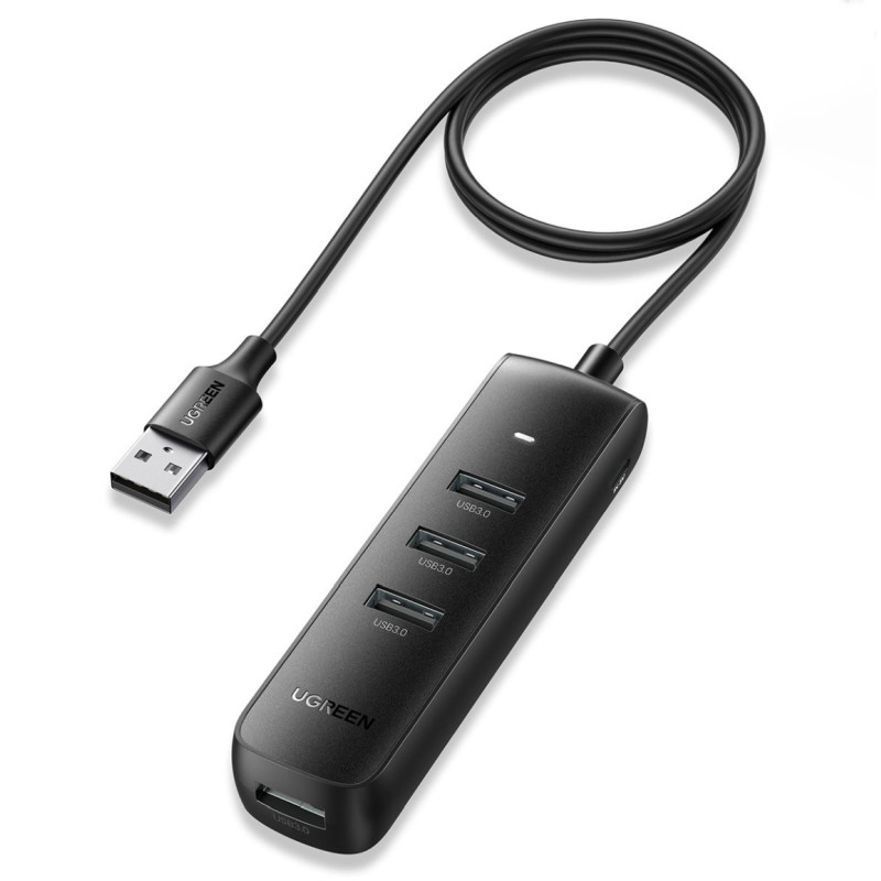 USB HUB UGREEN, USB 3.0 A, 4-portni, crni, 1m-22