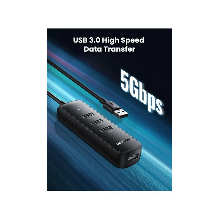 USB HUB UGREEN, USB 3.0 A, 4-portni, crni, 1m-17