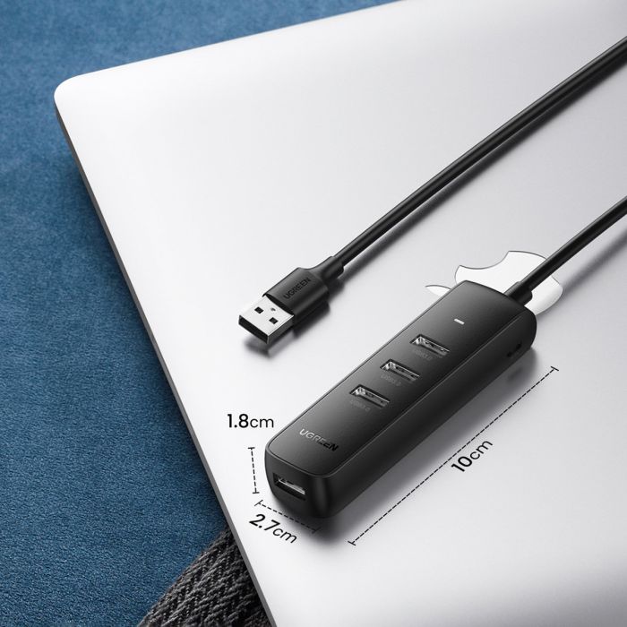 USB HUB UGREEN, USB 3.0 A, 4-portni, crni, 1m-11
