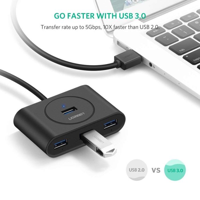 USB HUB UGREEN, USB 3.0 A, 4-portni, crni, 50cm-11