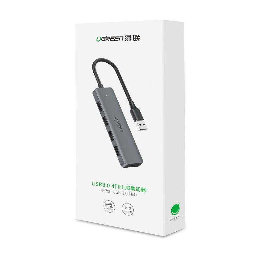 USB HUB UGREEN, USB 3.0 A, 4-portni, micro USB, sivi-10