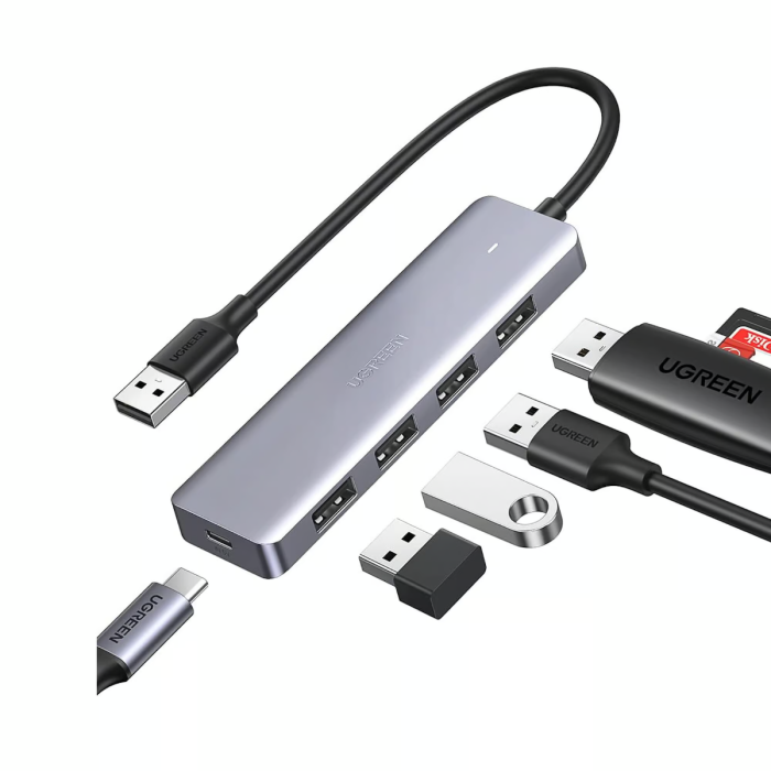 USB HUB UGREEN, USB 3.0 A, 4-portni, micro USB, sivi-14