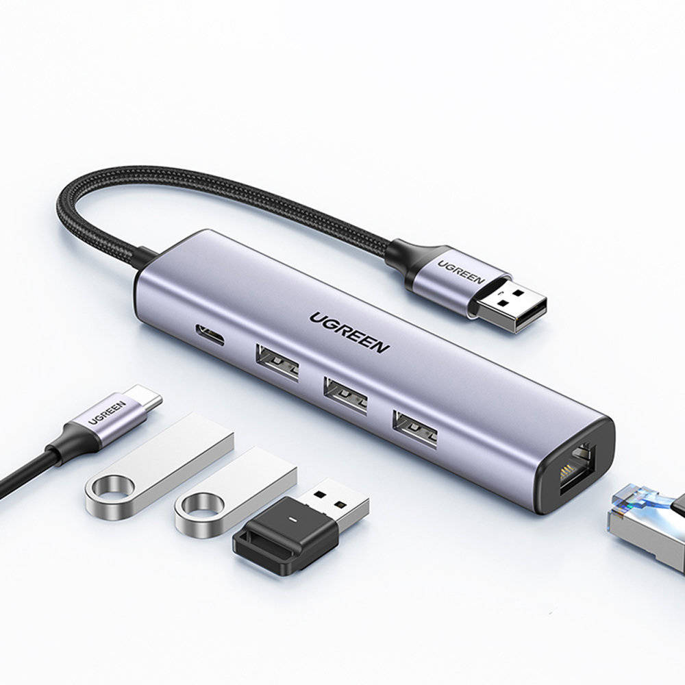 USB HUB UGREEN, USB 3.0 na Gigabit + 3xUSB 3.0 sa USB-C Power Port USB 3.0, 1000Mbps-2
