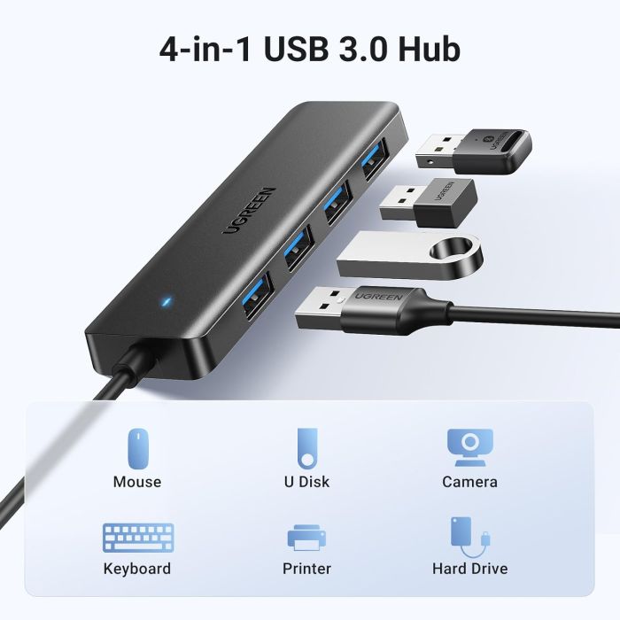 USB HUB UGREEN, USB-A, 4-portni USB 3.0, sivi-17