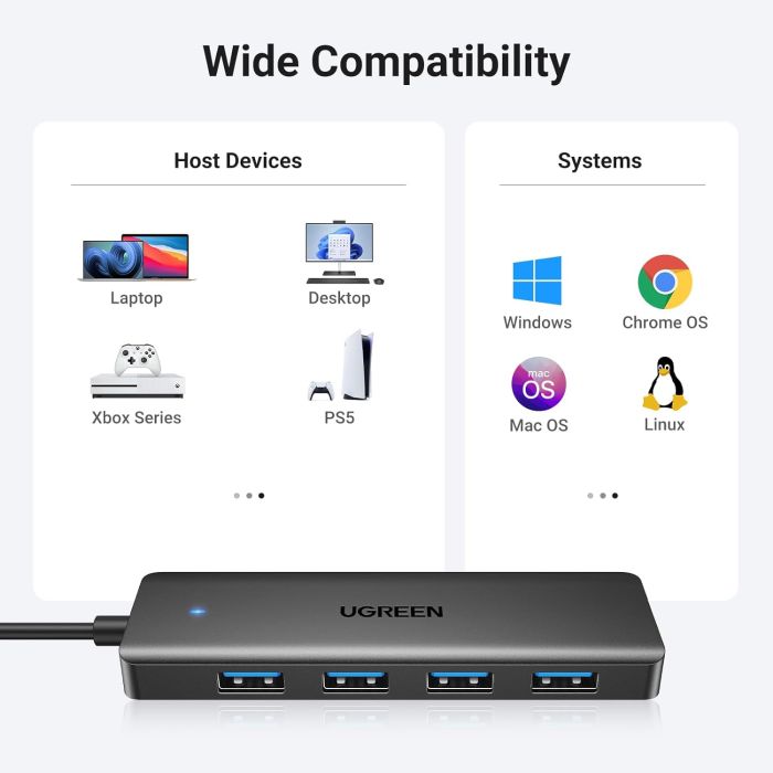 USB HUB UGREEN, USB-A, 4-portni USB 3.0, sivi-8