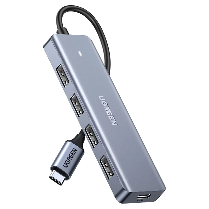 USB HUB UGREEN, USB-C 3.0, 4-portni, kon. za napajanje, sivi-23