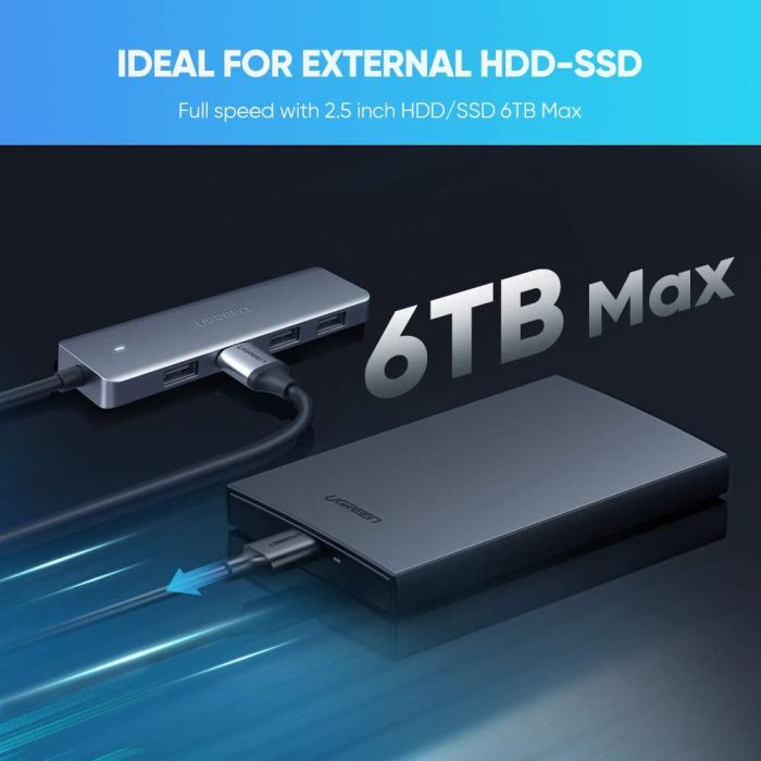 USB HUB UGREEN, USB-C 3.0, 4-portni, kon. za napajanje, sivi-10