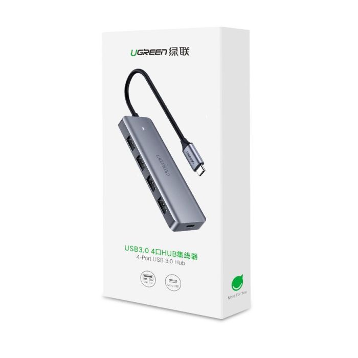 USB HUB UGREEN, USB-C 3.0, 4-portni, kon. za napajanje, sivi-18
