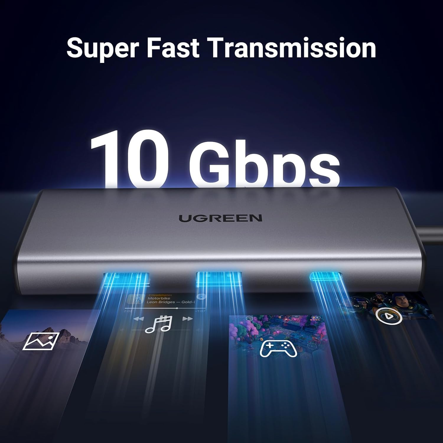 USB HUB UGREEN, USB-C na 2x USB-A 3.2, USB-C, HDMI 4K@30Hz, čitać kartica SD/TF, Power Delivery, sivi-12