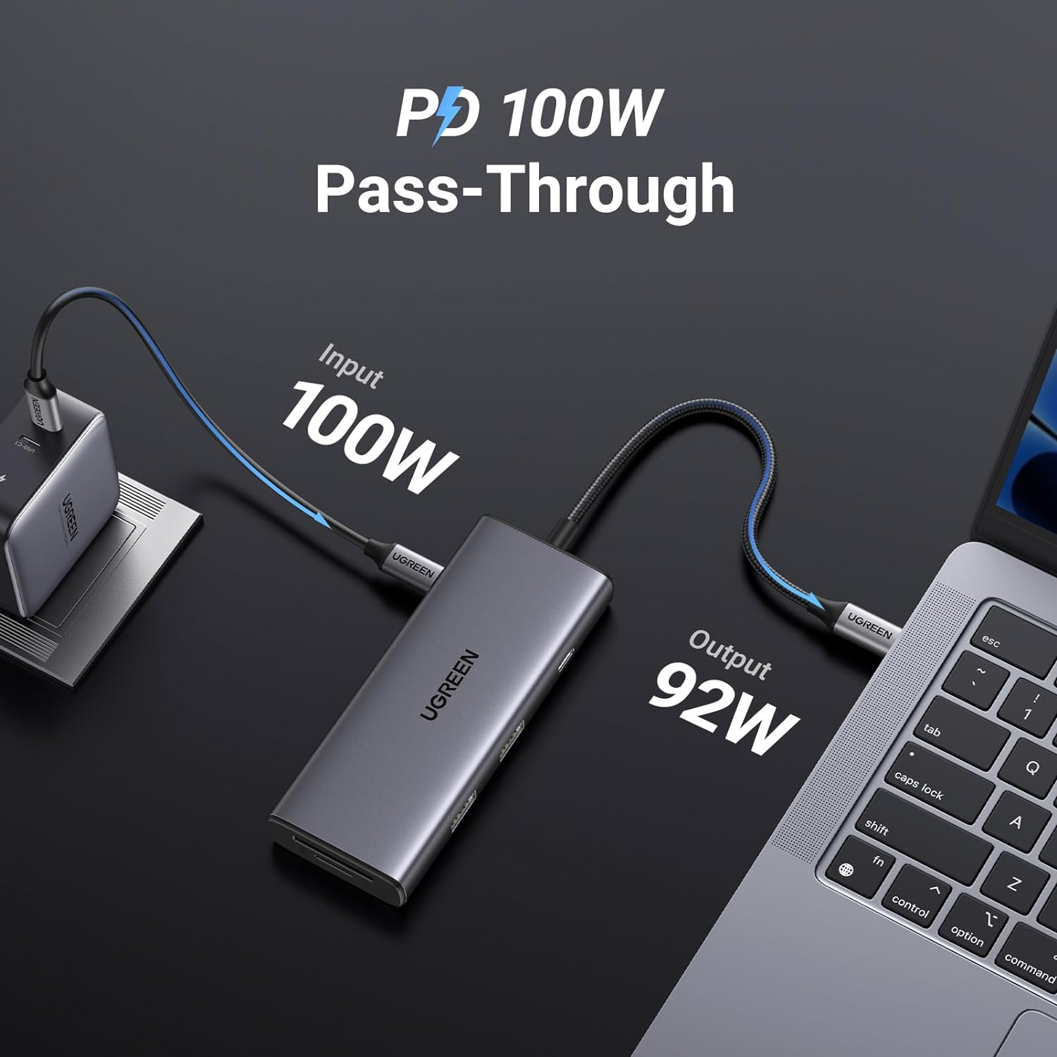 USB HUB UGREEN, USB-C na 2x USB-A 3.2, USB-C, HDMI 4K@30Hz, čitać kartica SD/TF, Power Delivery, sivi-15
