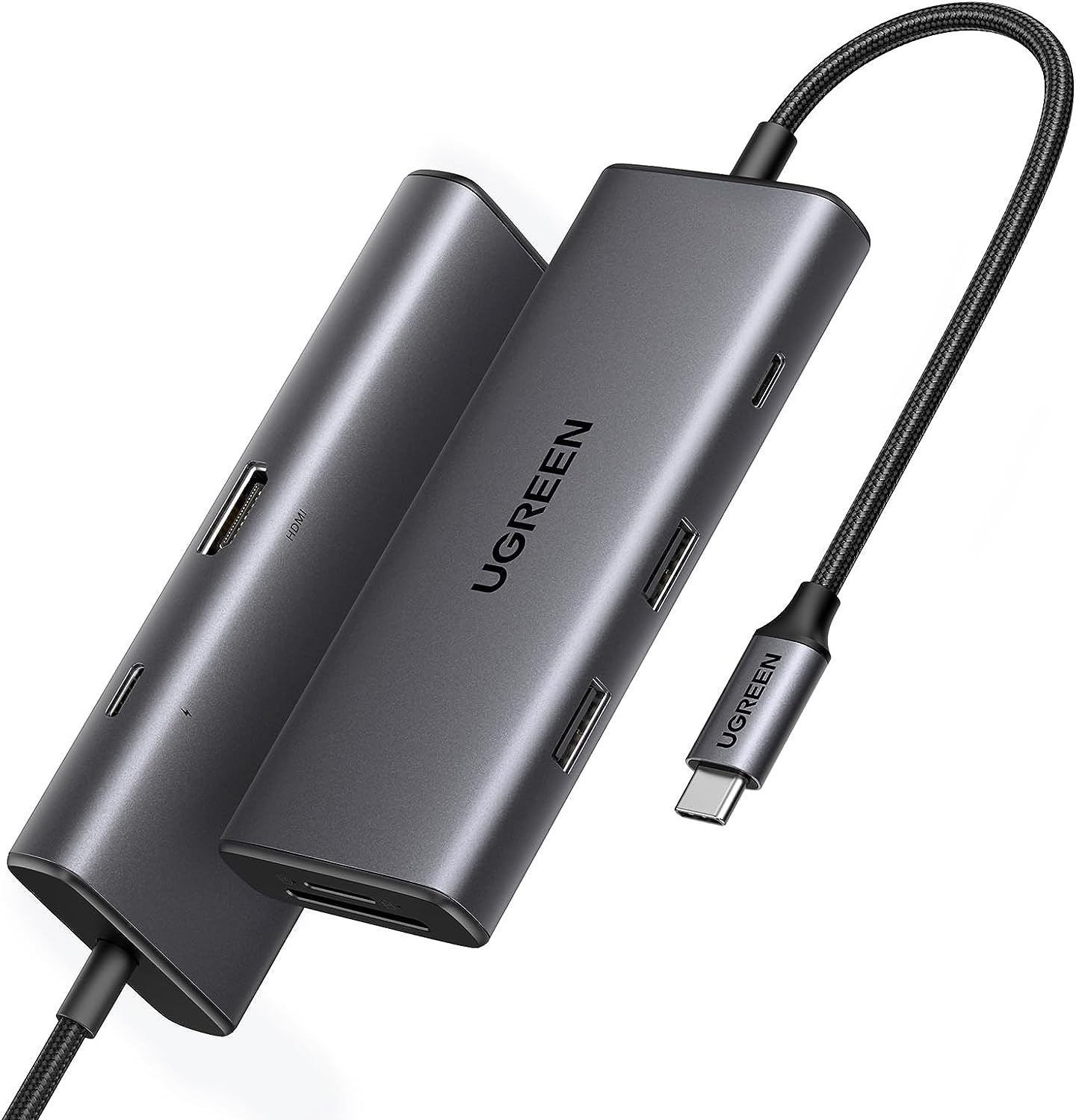 USB HUB UGREEN, USB-C na 2x USB-A 3.2, USB-C, HDMI 4K@30Hz, čitać kartica SD/TF, Power Delivery, sivi-11
