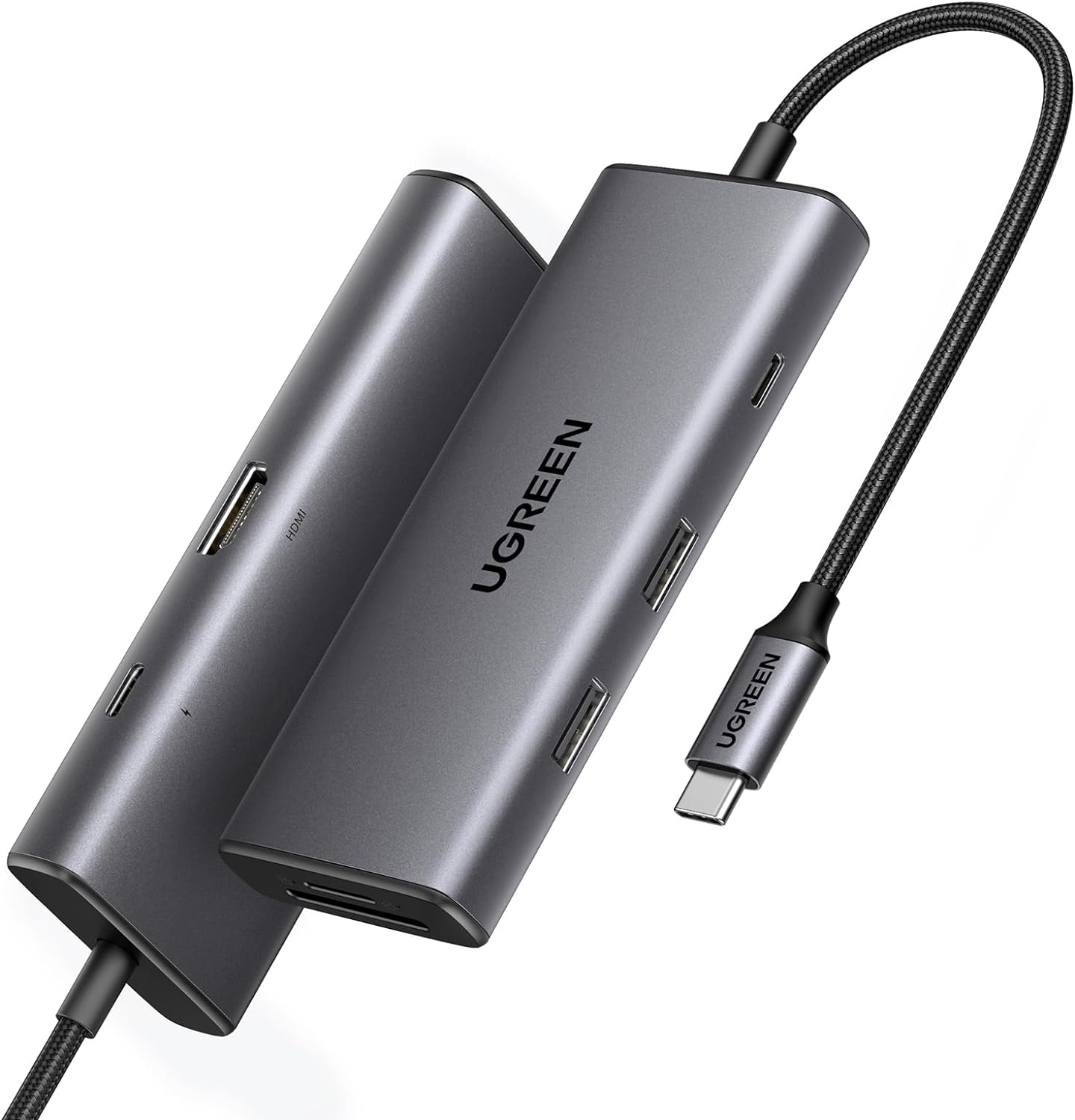 USB HUB UGREEN, USB-C na 2x USB-A 3.2, USB-C, HDMI 4K@30Hz, čitać kartica SD/TF, Power Delivery, sivi-5