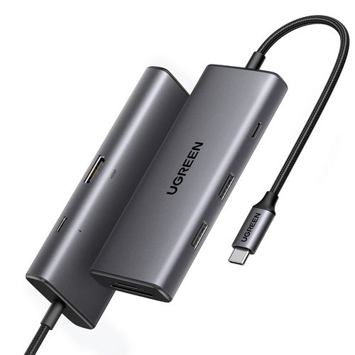 USB HUB UGREEN, USB-C na 2x USB-A 3.2, USB-C, HDMI 4K@30Hz, čitać kartica SD/TF, Power Delivery, sivi-4