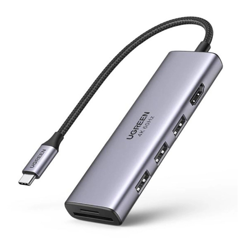UGREEN USB Hub, USB-C na 3x USB 3.0 A, HDMI 4K 60Hz, SD/TF-7