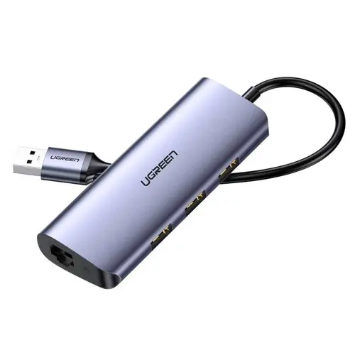 USB HUB UGREEN, USB-C na 3xUSB 3.0 A i 1xRJ45, sivi-0