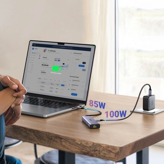 USB HUB UGREEN, USB-C na 3xUSB 3.0 A, HDMI, RJ45, PD-10