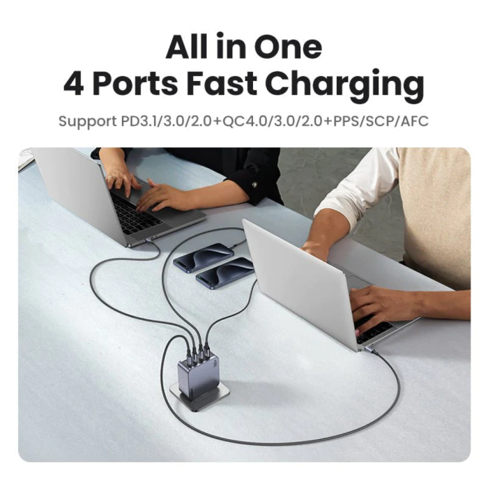UGREEN Nexode Pro, 160W, 3x USB-C, USB-A, USB-C kabel, GaN, sivi-7