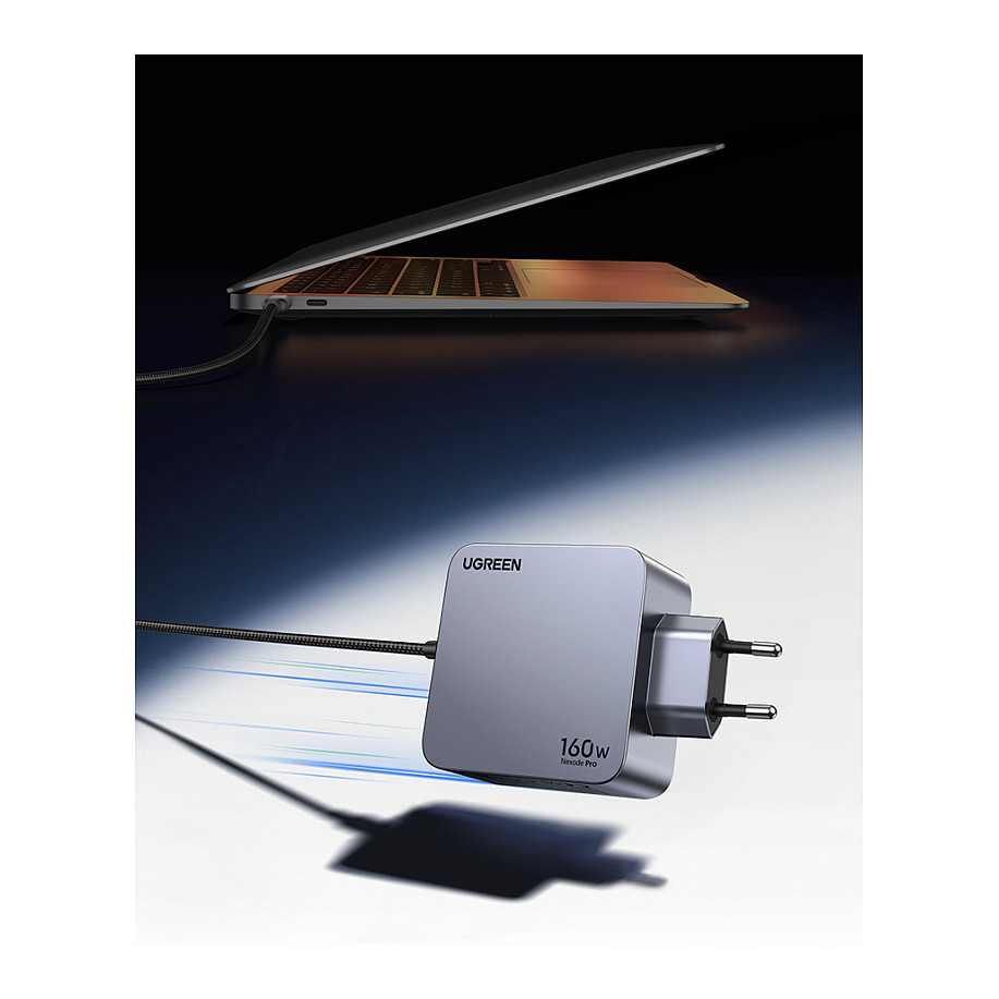 UGREEN Nexode Pro, 160W, 3x USB-C, USB-A, USB-C kabel, GaN, sivi-28