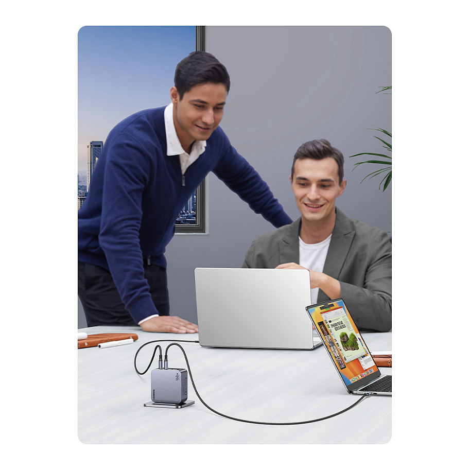 UGREEN Nexode Pro, 160W, 3x USB-C, USB-A, USB-C kabel, GaN, sivi-29