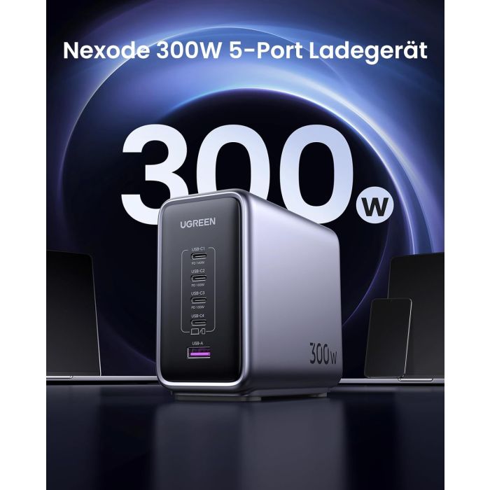Kućni punjač UGREEN Nexode, 300W, 5x USB-C PD, GaN, sivi-12