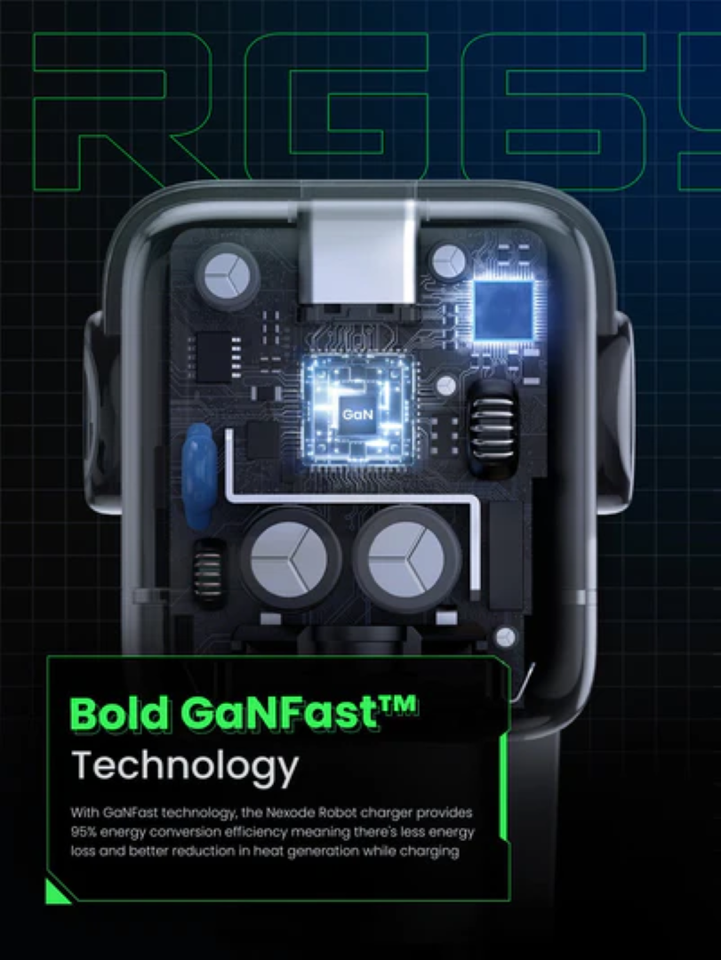UGREEN Robot, 65W, 2x USB-C, USB-A, GaN, sivo crni-7