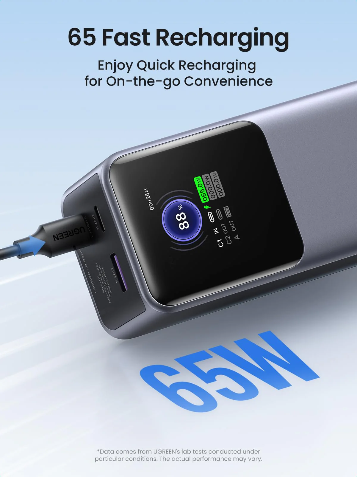 Prijenosno napajanje powerbank UGREEN 35525B, 25.000 mAh, Fast Charging, USB-C, Power Delivery 3.1 do 140W, sivi-14